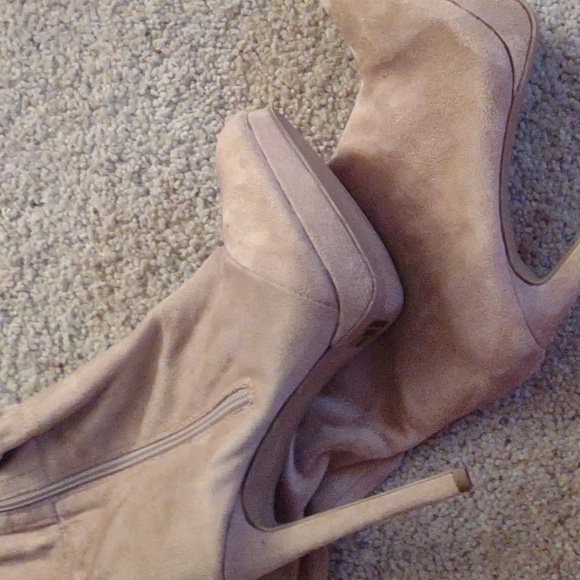 Suede high heel thigh high boots half tie up back - Picture 5 of 6